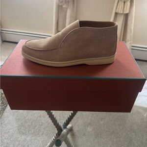 Loro Piana Tan Ankle Boots with Minimalist Design